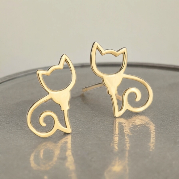 NKULTD Jewelry - 🆕️🎉SPECIAL OFFER ALERT🎉18K Gold Plated Stainless Steel Cat Stud Earrings 🐈
